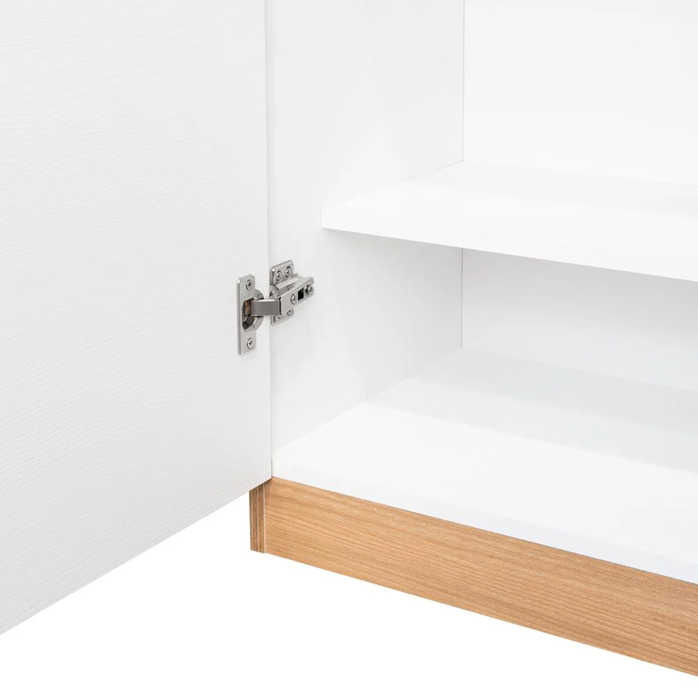 Alacena Varese, Fresno Europeo y Blanco, con dos puertas y cuatro entrepaños - Image 12