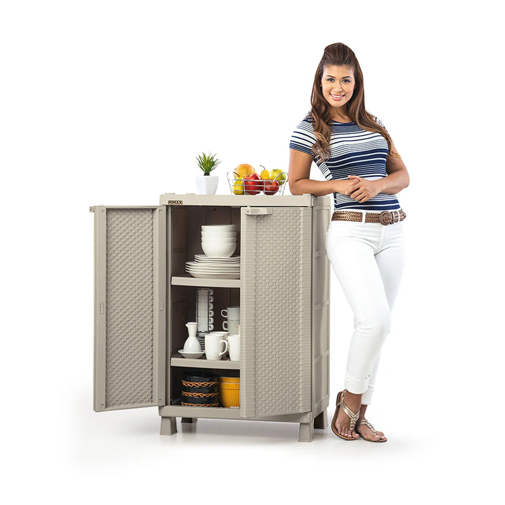 Armario mediano apariencia rattan taupe marca Rimax - Image 2
