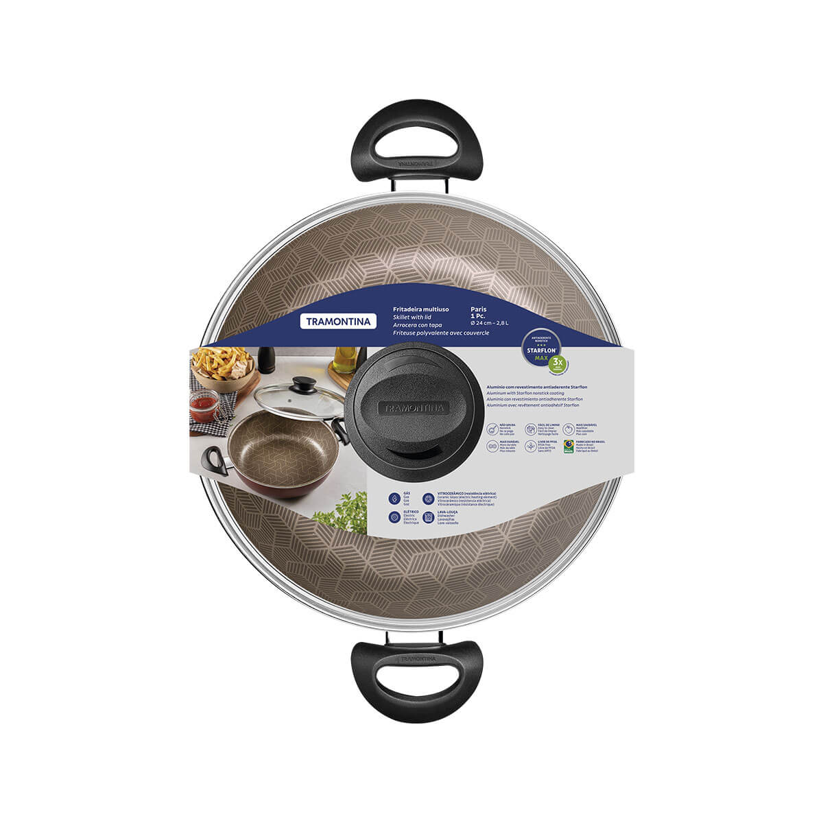 Sartén arrocero con tapa de vidrio capacidad de 2.8 litros Tramontina - Image 5