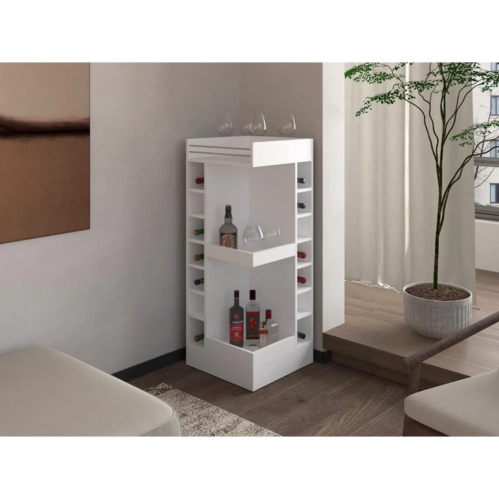 Bar Bajo Esquinero Lym, Blanco, con espacio para ubicar botellas ZF - Image 3