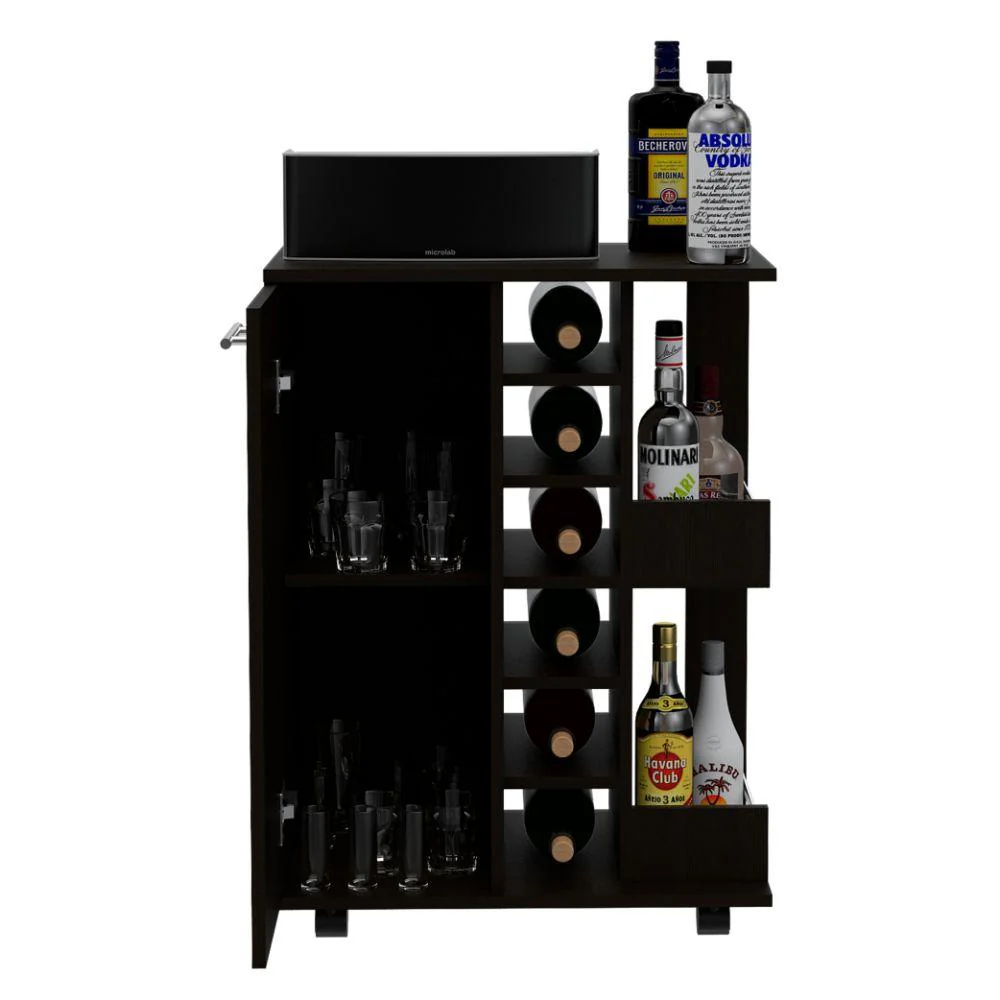Bar Cart Argus, Wengue, con Espacio Para Botellas y Porta Copas ZF - Image 2