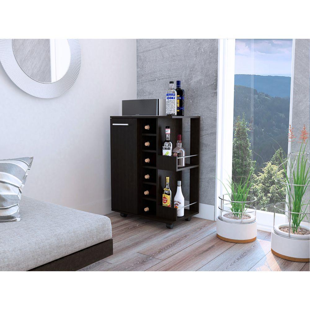 Bar Cart Argus, Wengue, con Espacio Para Botellas y Porta Copas ZF - Image 6