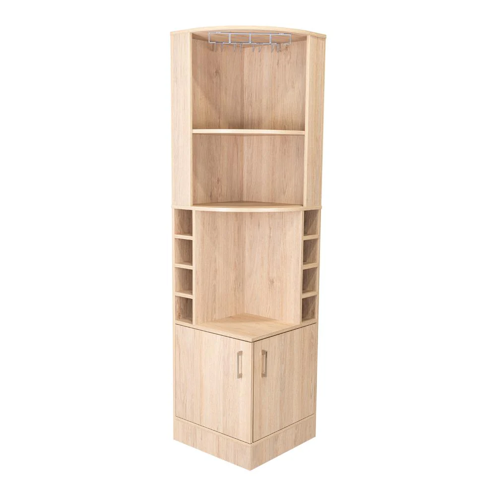 Bar Esquinero Celeste, Beige, con Dos Puertas y Espacio Porta Copas - Image 9