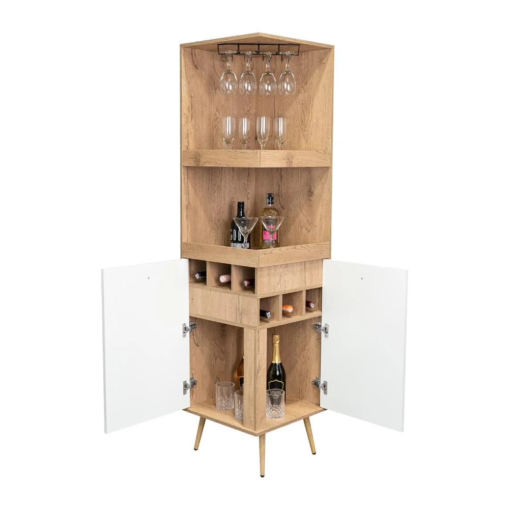 Bar Esquinero Huna, Macadamia y Blanco, con espacio superior para copas de vino - Image 10