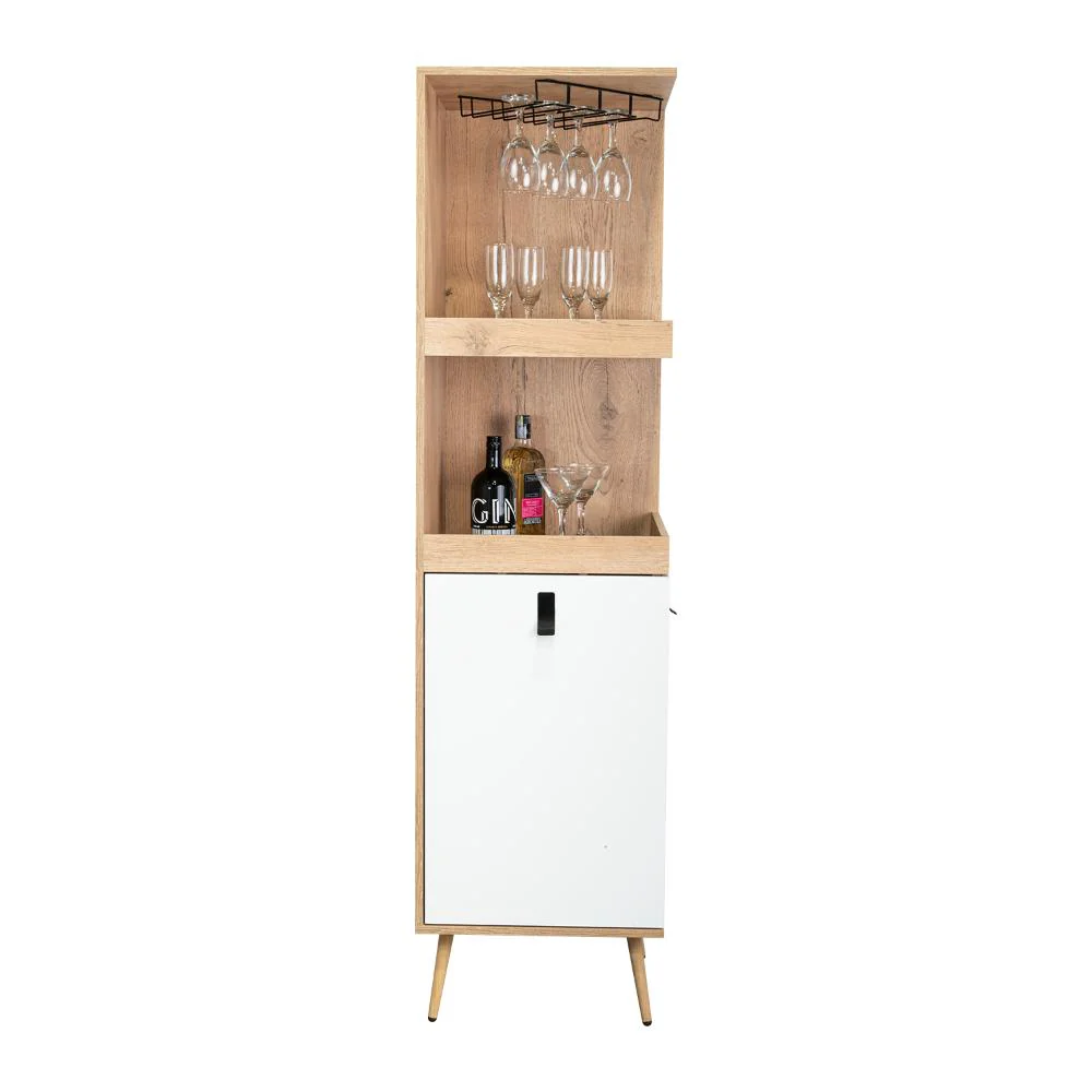 Bar Esquinero Huna, Macadamia y Blanco, con espacio superior para copas de vino - Image 6