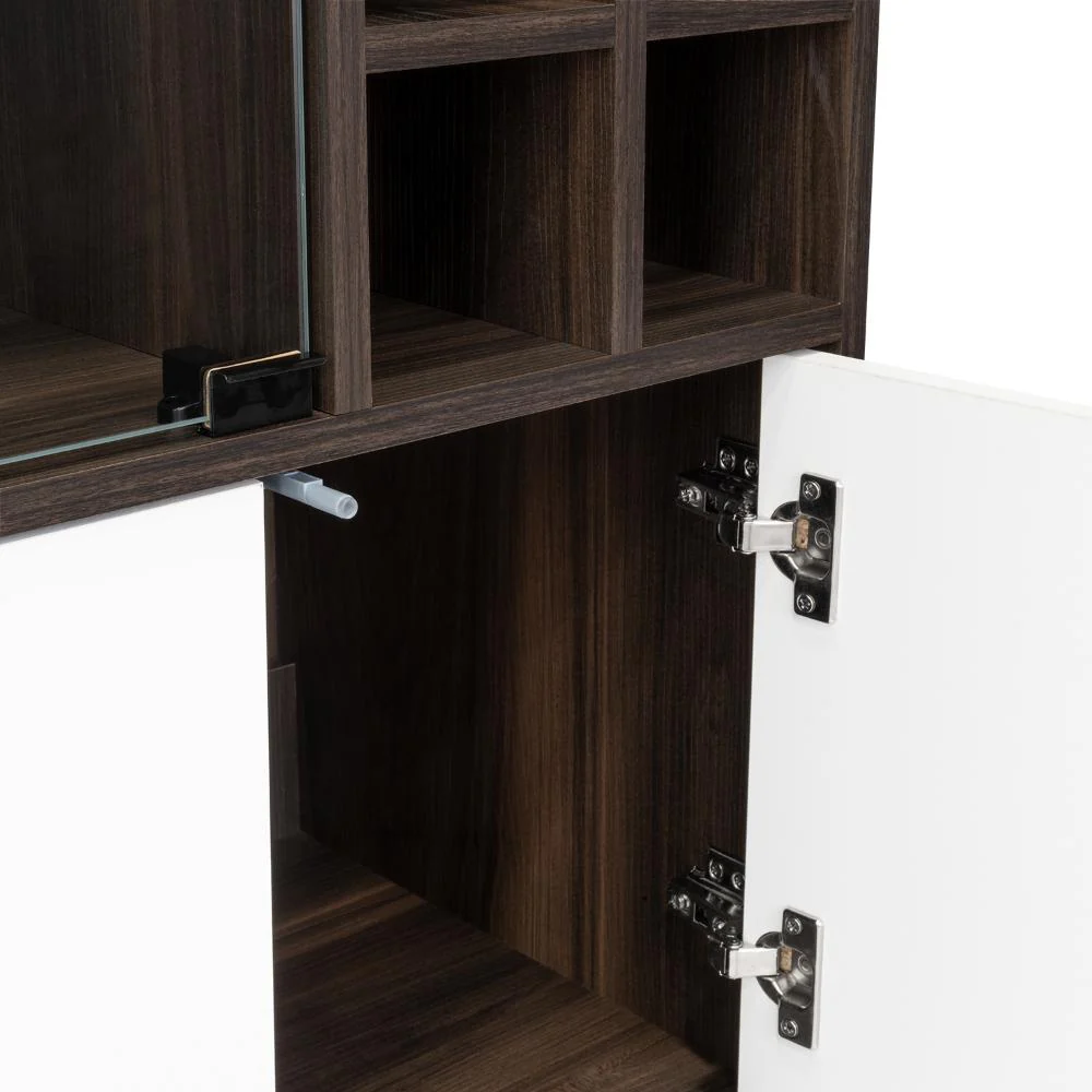Bar Lara, Nogal y Blanco Perla, con dos Puertas y Amplio espacio para Almacenamiento. - Image 10