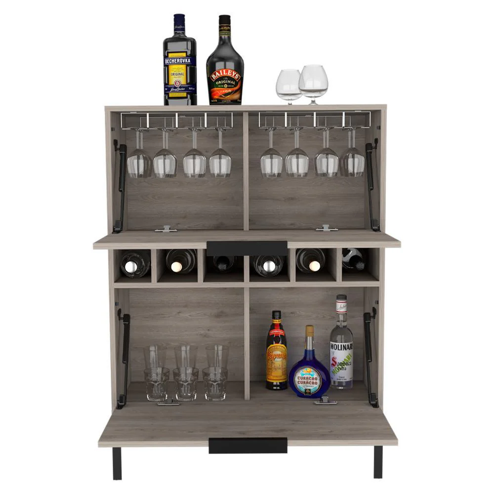 Bar Lyrata Wengue, con espacio para almacenar botellas de licor ZF - Image 2