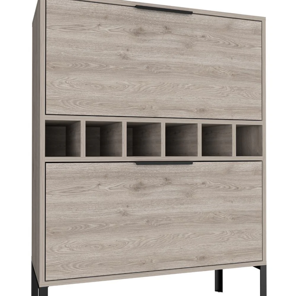 Bar Lyrata Wengue, con espacio para almacenar botellas de licor ZF - Image 5