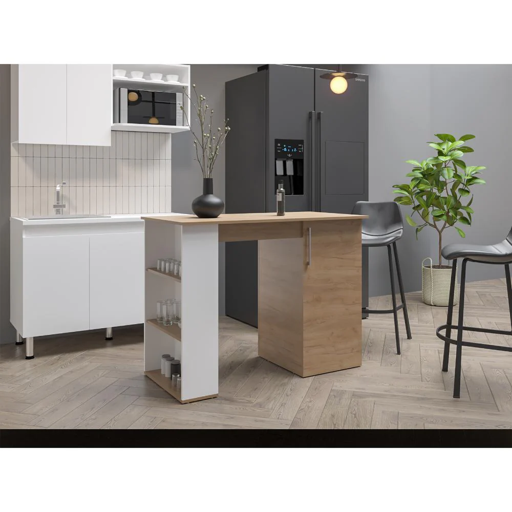 Barra de Cocina Ailen, Fresno Europeo y Blanco, con amplia superficie ZF - Image 3