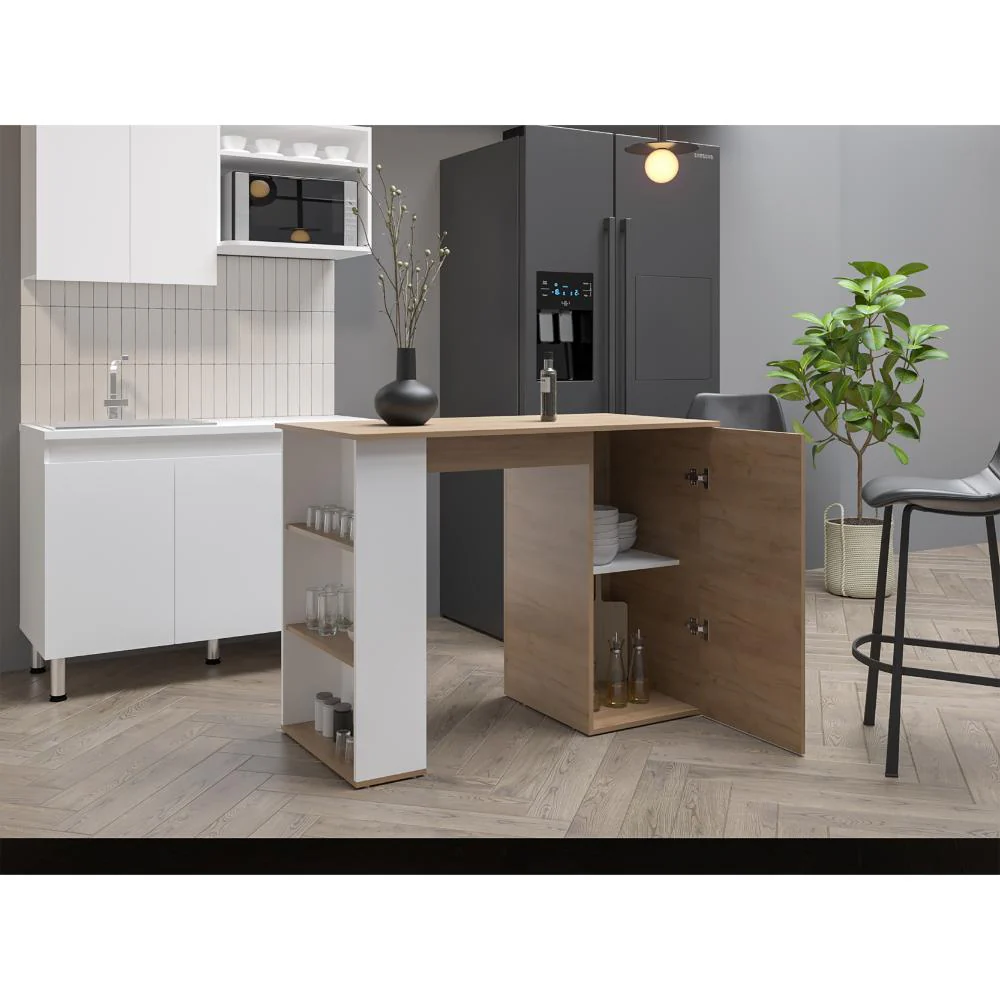 Barra de Cocina Ailen, Fresno Europeo y Blanco, con amplia superficie ZF - Image 4