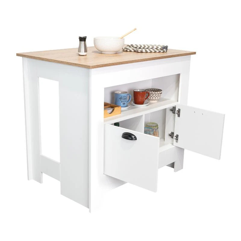 Barra de Cocina Arlet, Blanco y Macadamia, con amplios espacios de almacenamiento ZF - Image 2