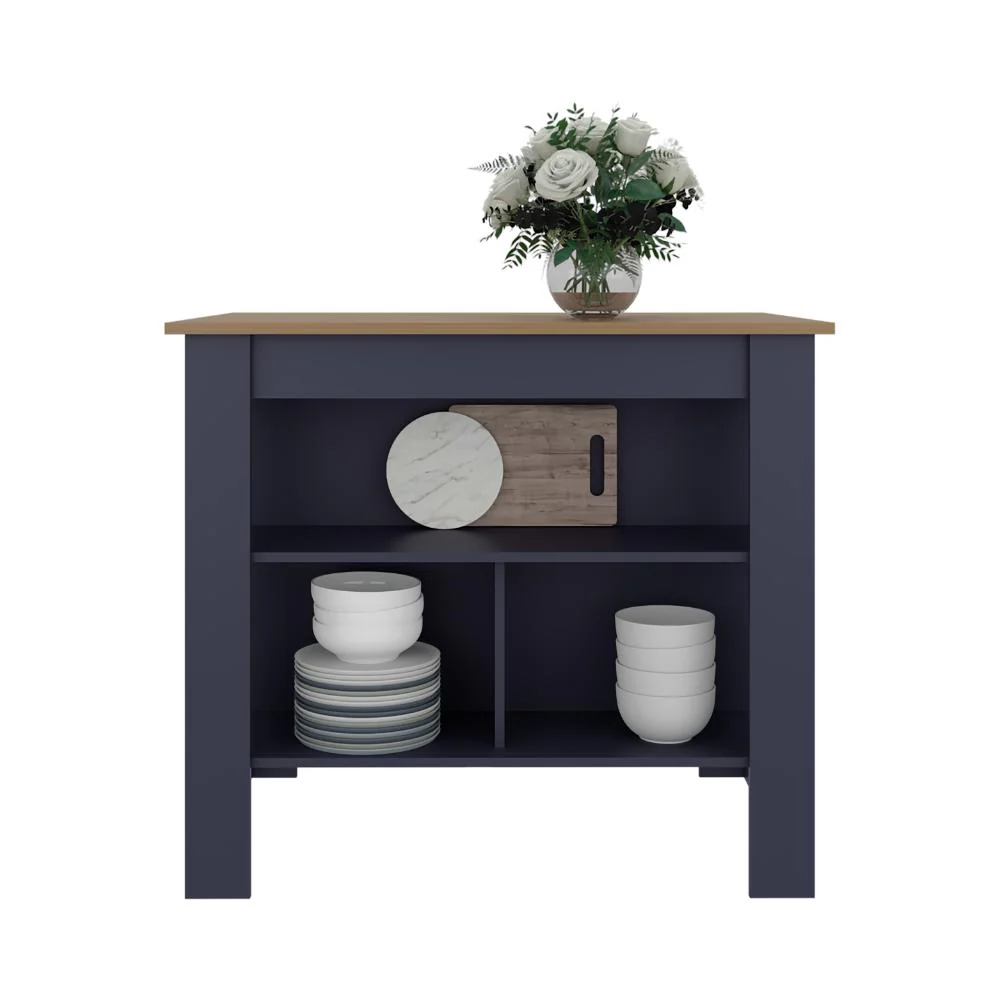 Barra de Cocina Cala, Kronos Azul y Fresno Europeo, con Amplia Superficie En La Mesa - Image 2