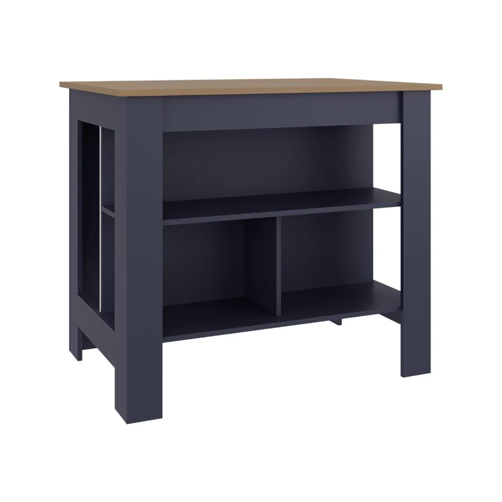 Barra de Cocina Cala, Kronos Azul y Fresno Europeo, con Amplia Superficie En La Mesa - Image 4