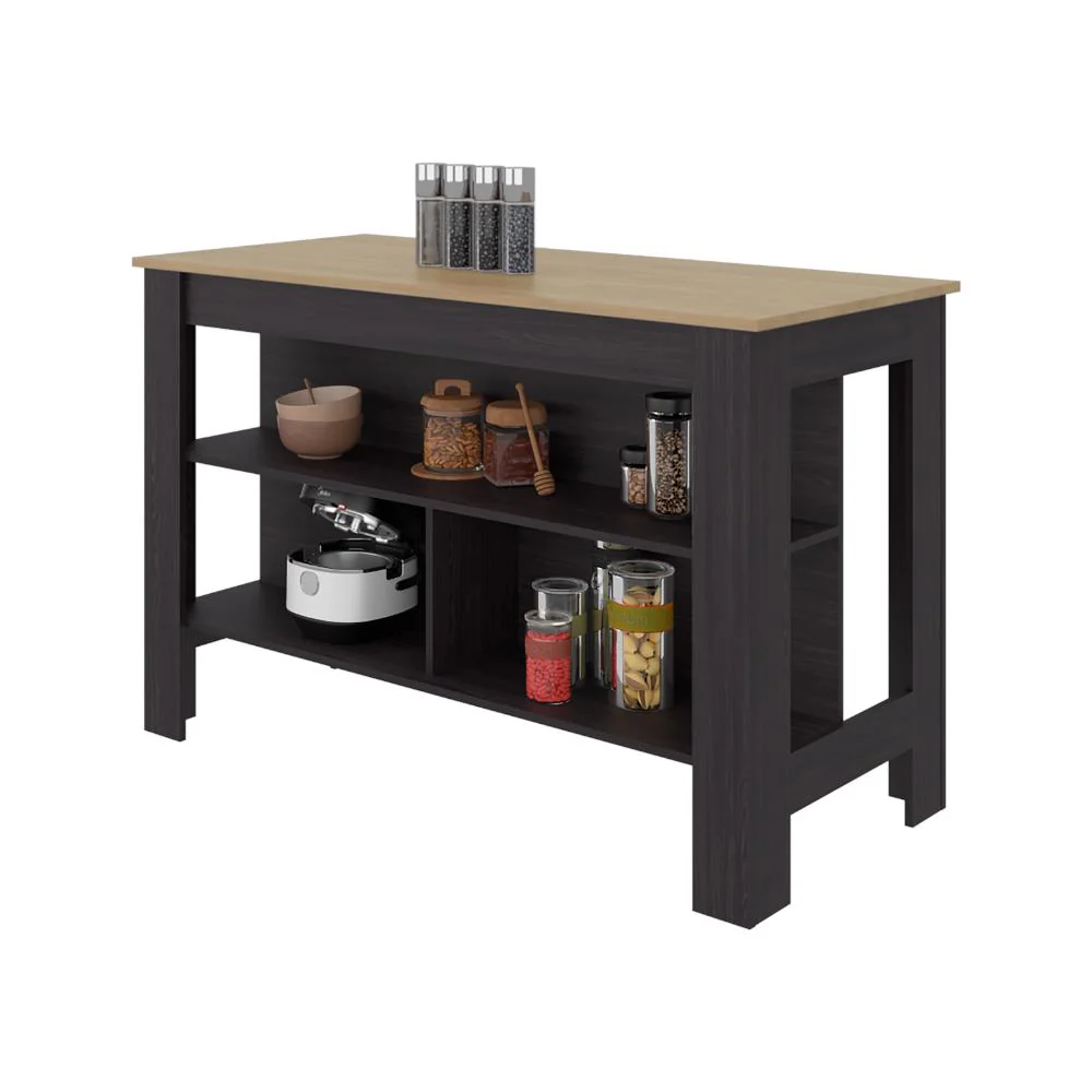 Barra de Cocina Cala, Kronos Wengue y Kronos Fresno, Con amplia superficie en la mesa ZF