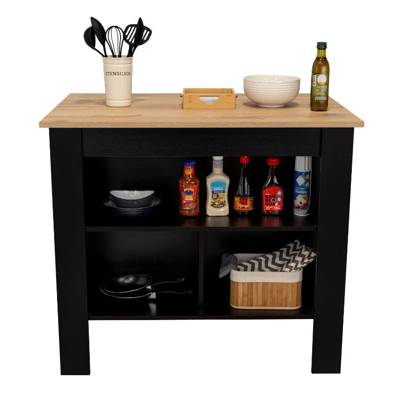 Barra de Cocina Cala, Wengue y Café Claro, con Amplia Superficie En La Mesa - Image 2