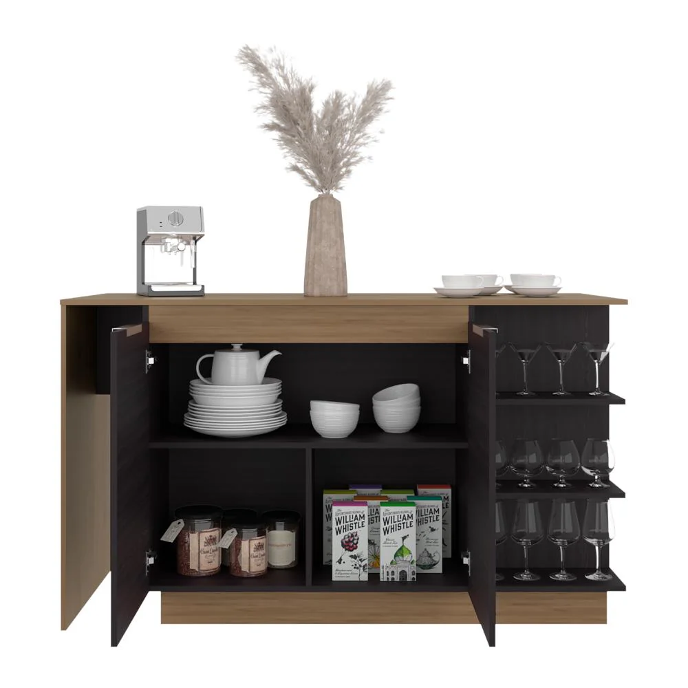Barra de Cocina Laurel, Kronos Wengue y Kronos Fresno, Moderna con entrepaños y puertas ZF - Image 3