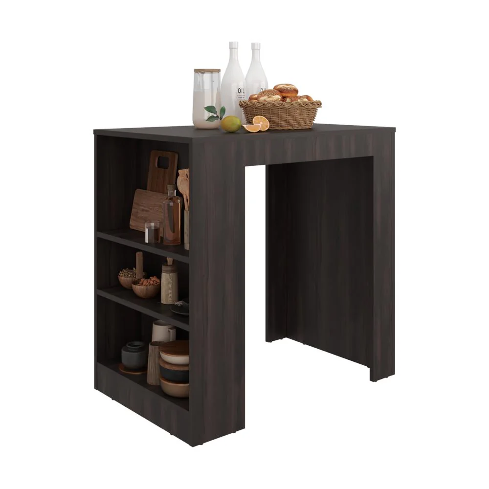 Barra de Cocina Portre, Kronos Nogal, con Amplia Superficie En La Mesa ZF