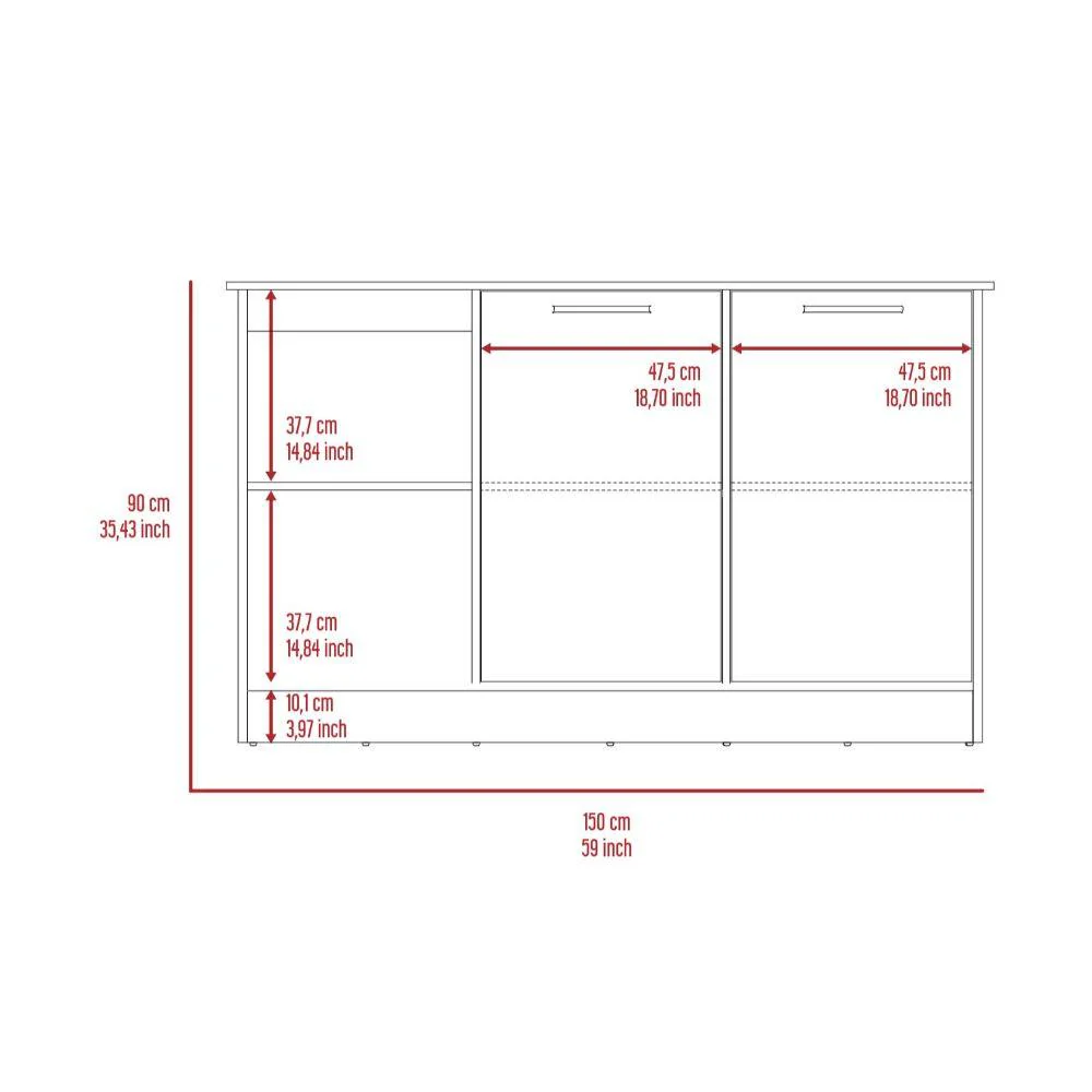 Barra de Cocina Samara, Blanco y Café Claro, con Dos Puertas y Entrepaños ZF - Image 15