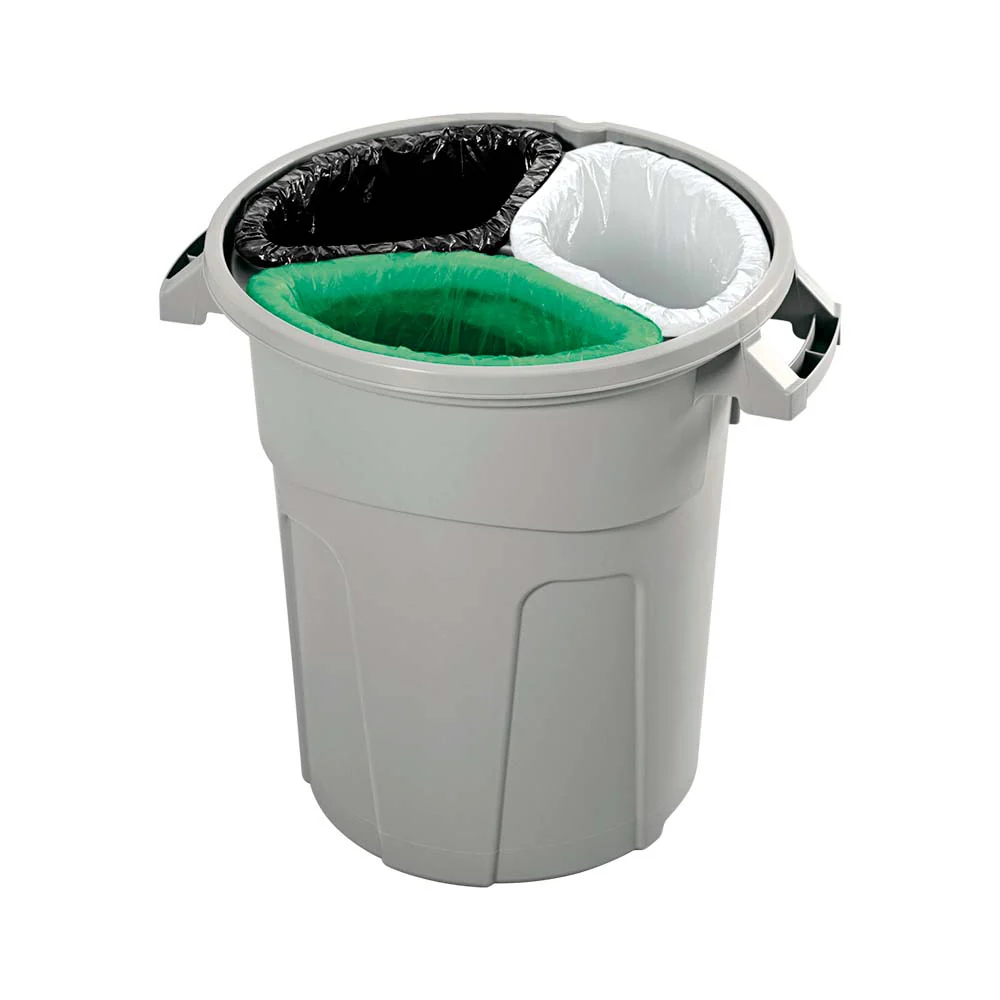 Basurero manejo residuos 100 litros con 3 compartimentos gris marca Rimax - Image 4