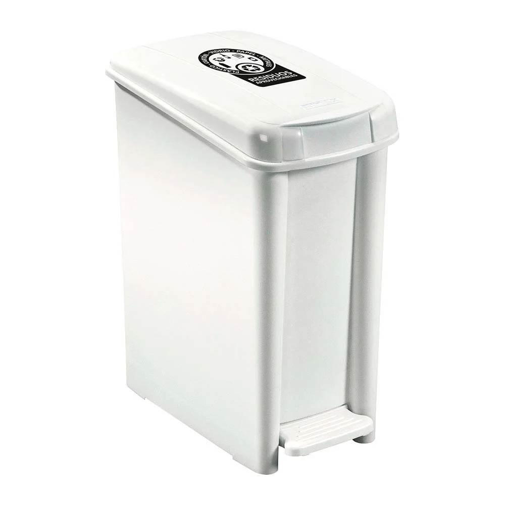 Basurero pedal delgado 10 litros blanco marca Rimax