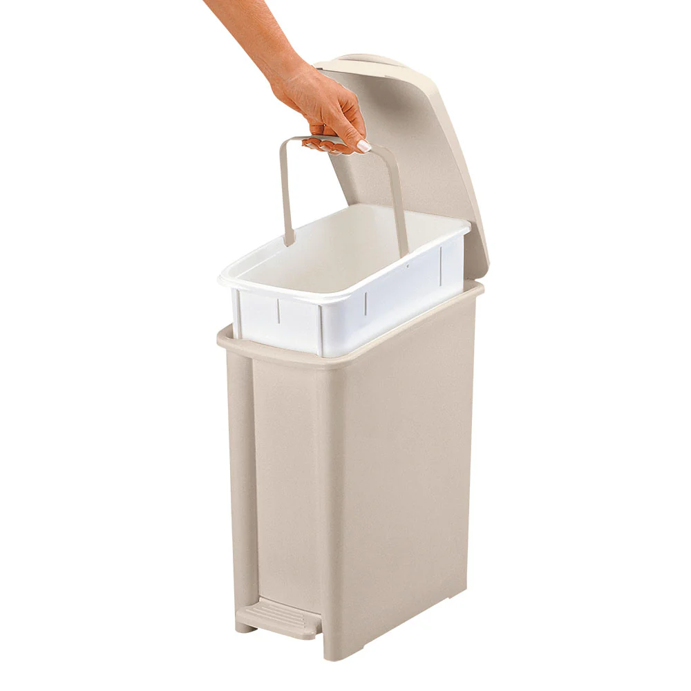Basurero pedal delgado 10 litros taupe marca Rimax - Image 3