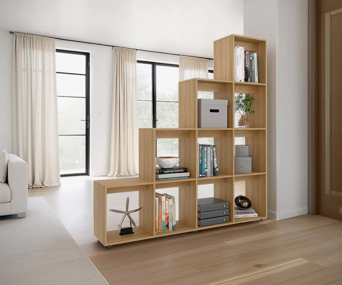 Biblioteca Escalera Ascher, Fresno Europeo, con Variedad de Espacios Para Libros y Artículos Decorativos - Image 3