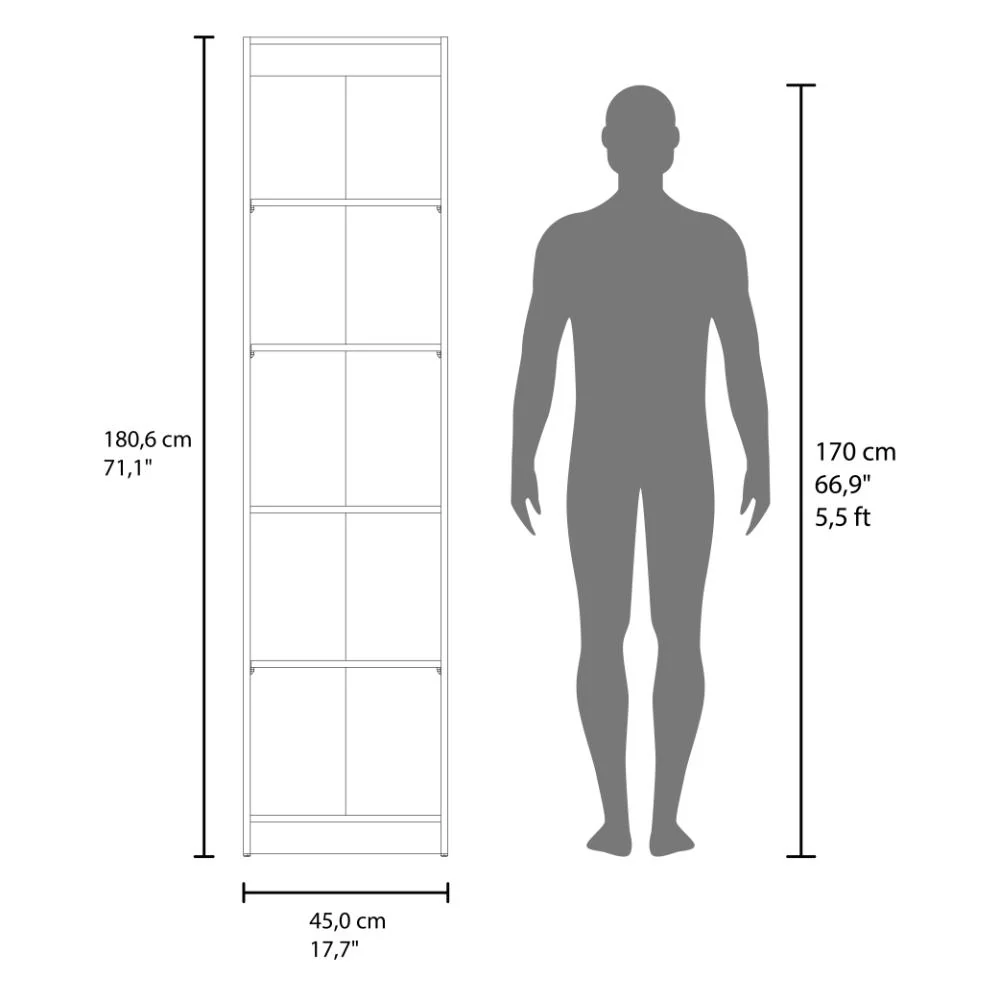 Biblioteca Home Eco Con Puerta En Vidrio, Macadamia, con Cinco Entrepaños ZF - Image 7