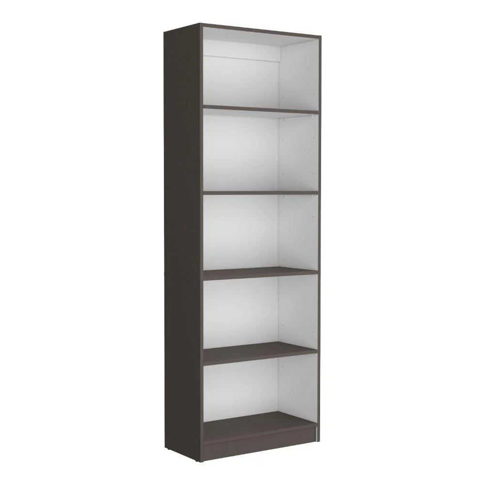 Biblioteca Home, Plata Oscuro y Blanco, con Cinco Entrepaños ZF - Image 4