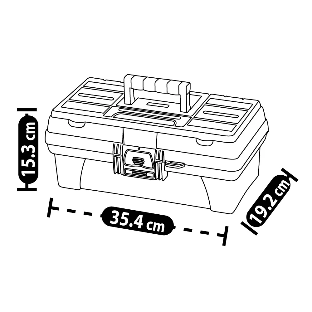 Caja herramientas 14" con tapa organizadora cerradura plástica negro marca Rimax - Image 3