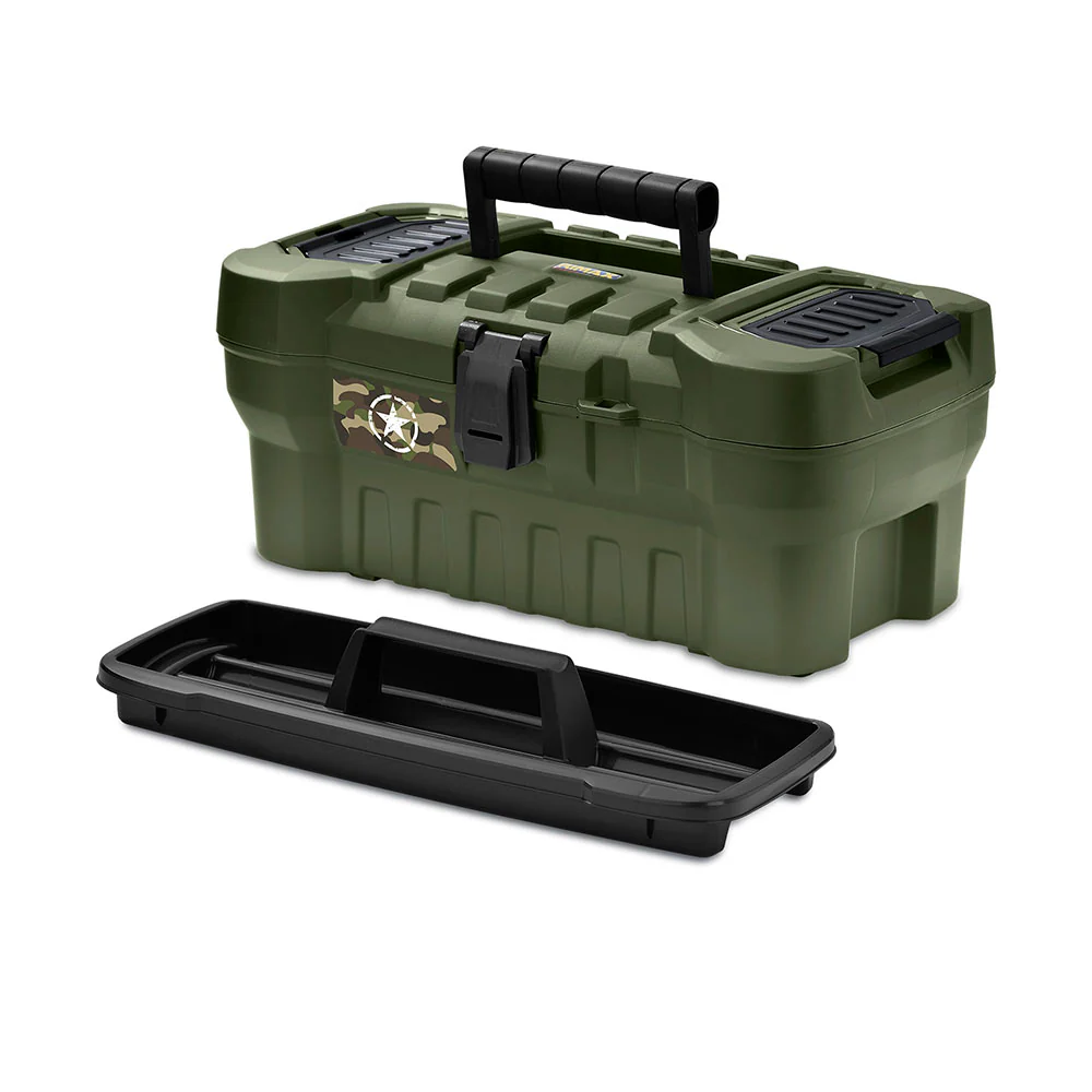 Caja herramientas 16" cerradura plástica verde marca Rimax - Image 6