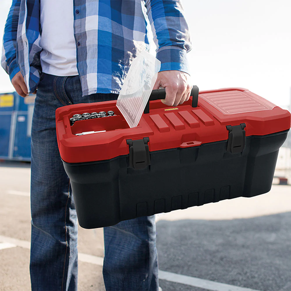 Caja herramientas 20" cerradura plástica negro marca Rimax