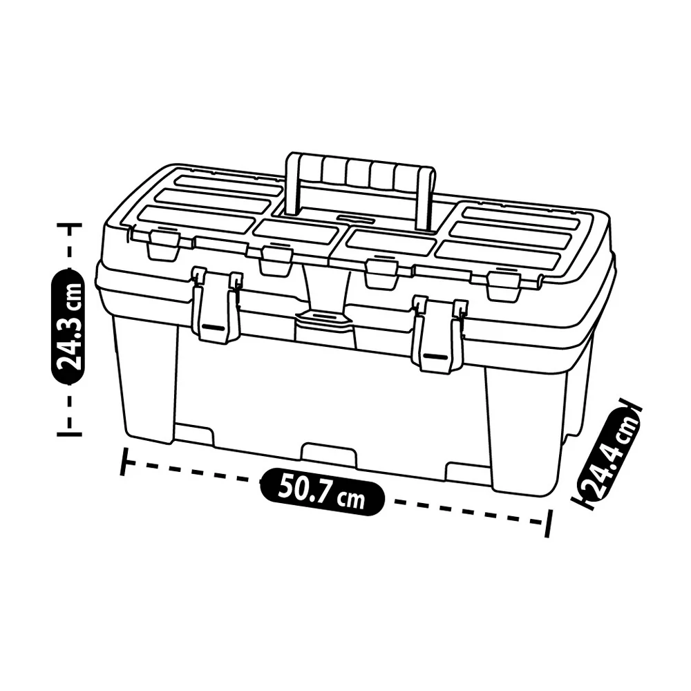 Caja herramientas 20" plus cerradura plástica negra marca Rimax - Image 4
