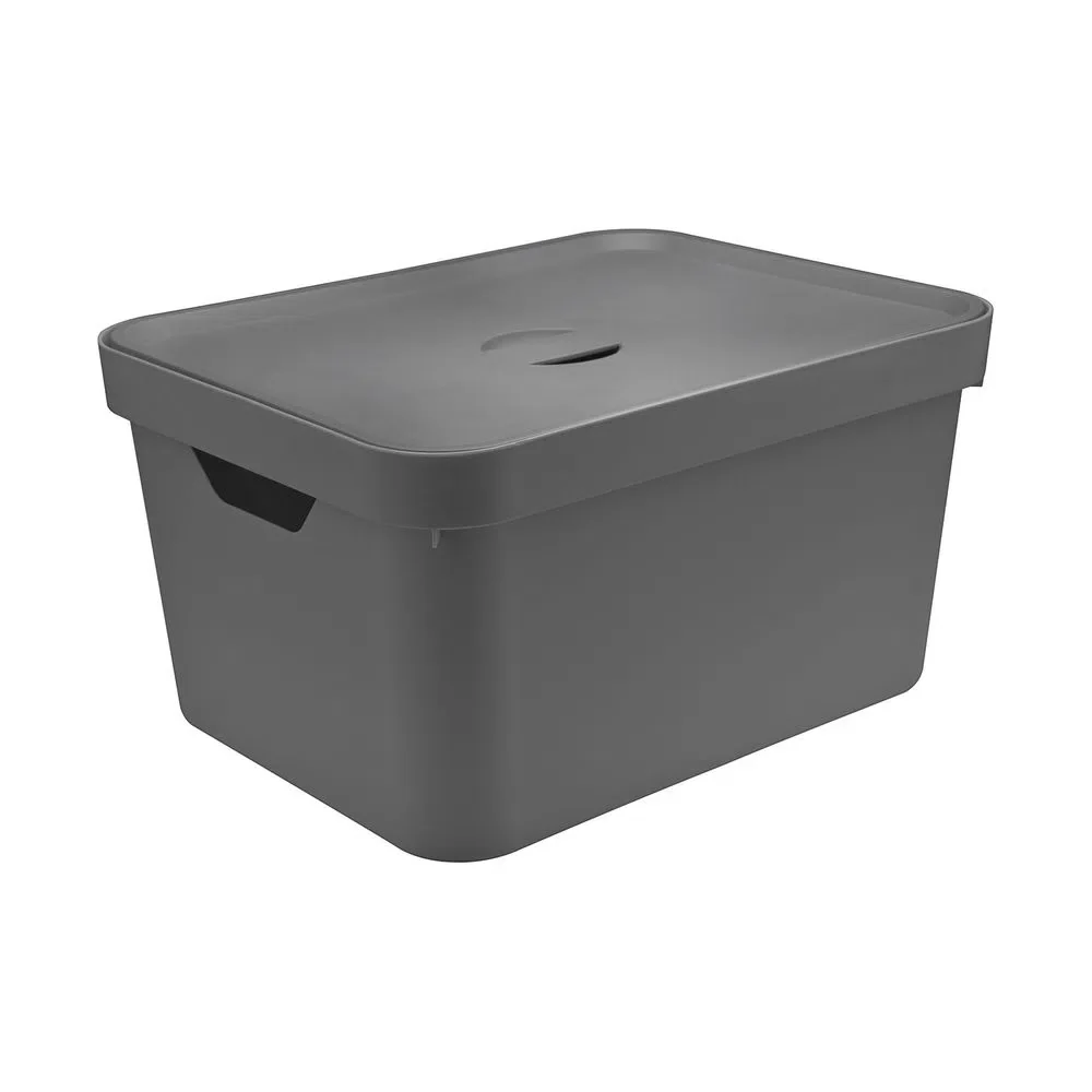 Caja organizadora con tapa cube 32 litros color plomo - Image 3