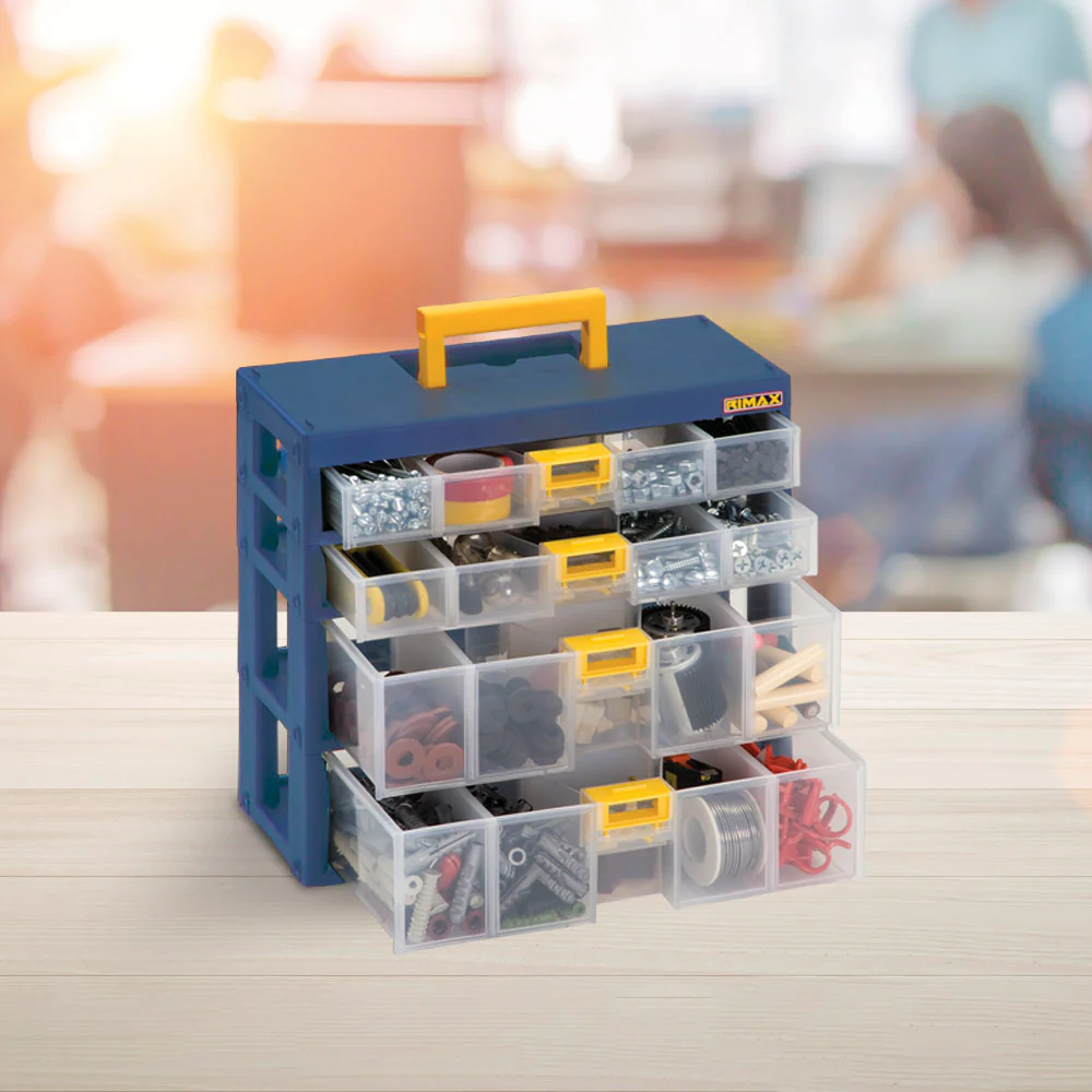 Caja organizadora modular gavetas 2x40 + 2x80 milímetros azul petróleo marca Rimax