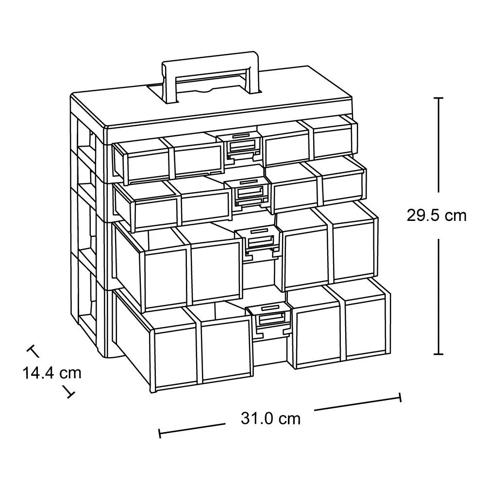 Caja organizadora modular gavetas 2x40 + 2x80 milímetros azul petróleo marca Rimax - Image 4
