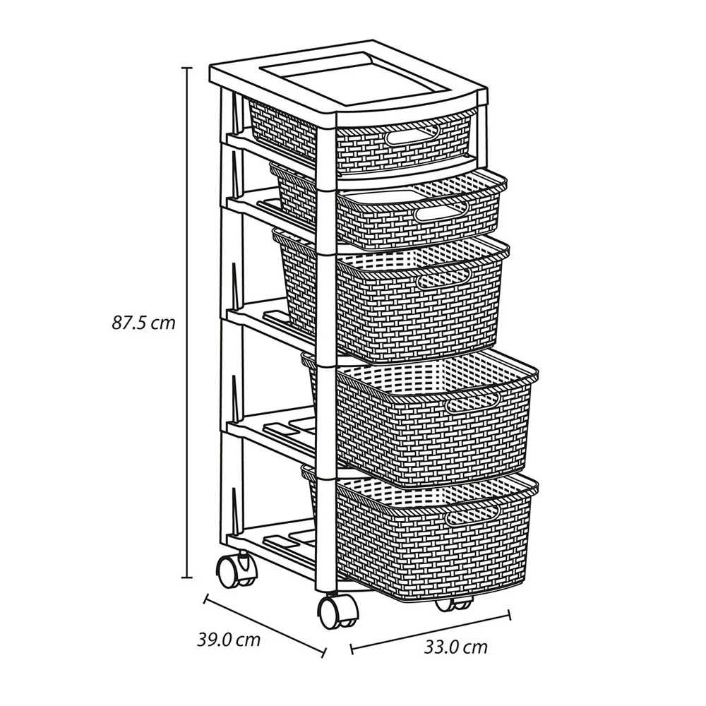 Cajonero apariencia rattan 2 gavetas bajas + 3 gavetas altas blanco nieve marca Rimax - Image 3