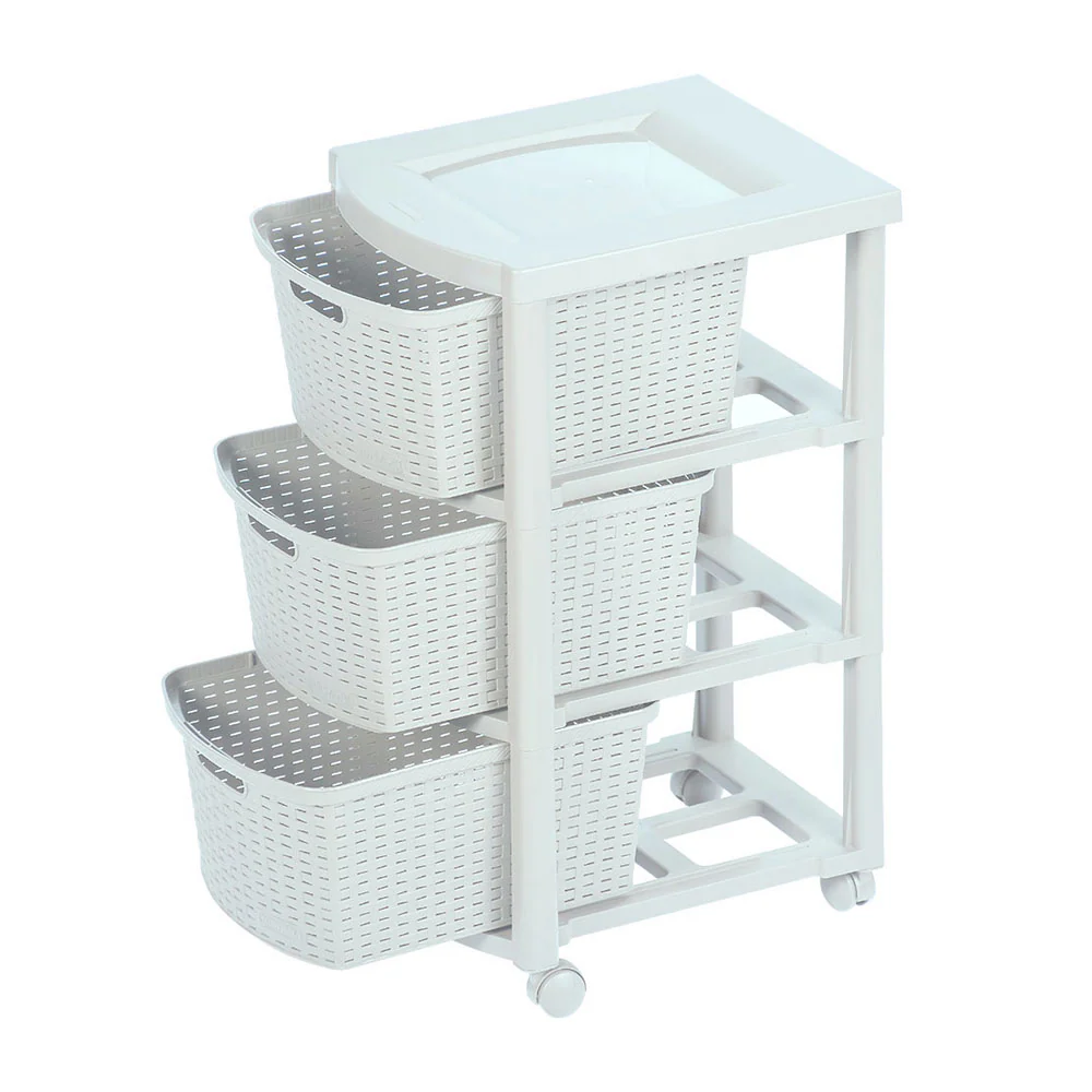Cajonero apariencia rattan 3 gavetas altas blanco nieve marca Rimax - Image 3
