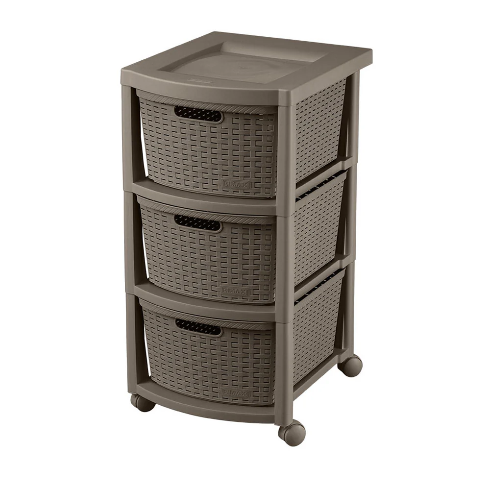 Cajonero apariencia rattan 3 gavetas altas mocca marca Rimax - Image 2