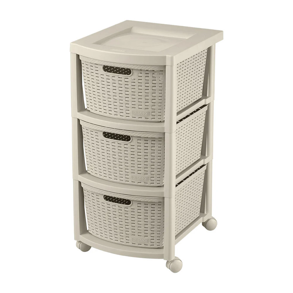 Cajonero apariencia rattan 3 gavetas altas taupe marca Rimax - Image 2
