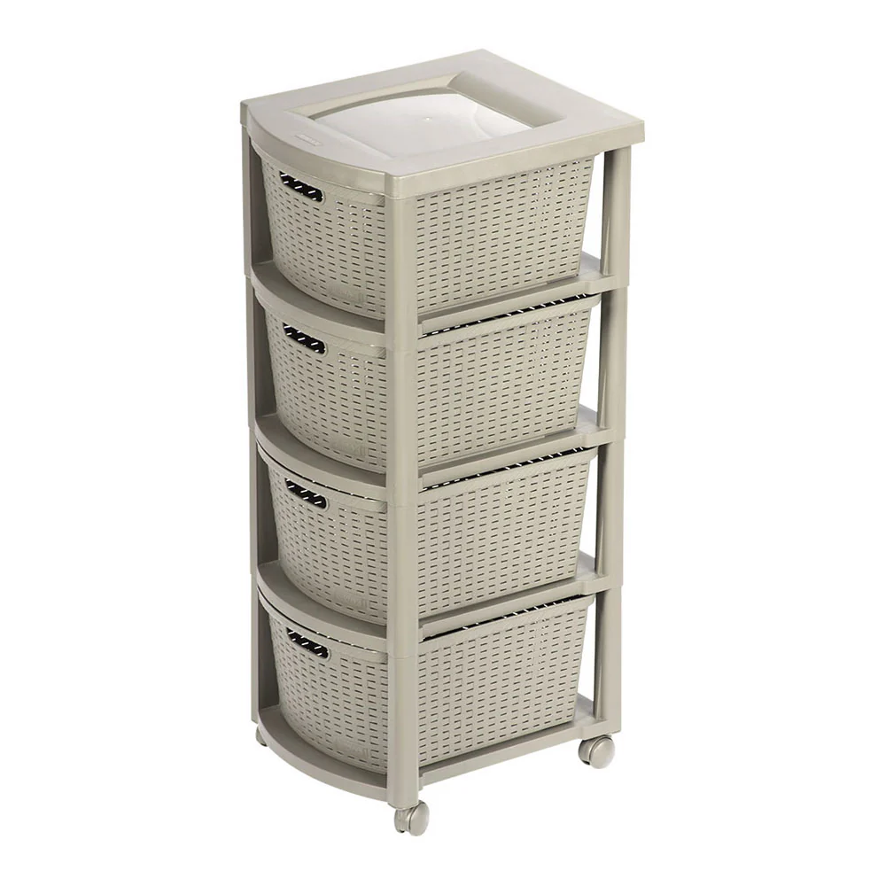 Cajonero apariencia rattan 4 gavetas altas taupe marca Rimax - Image 2
