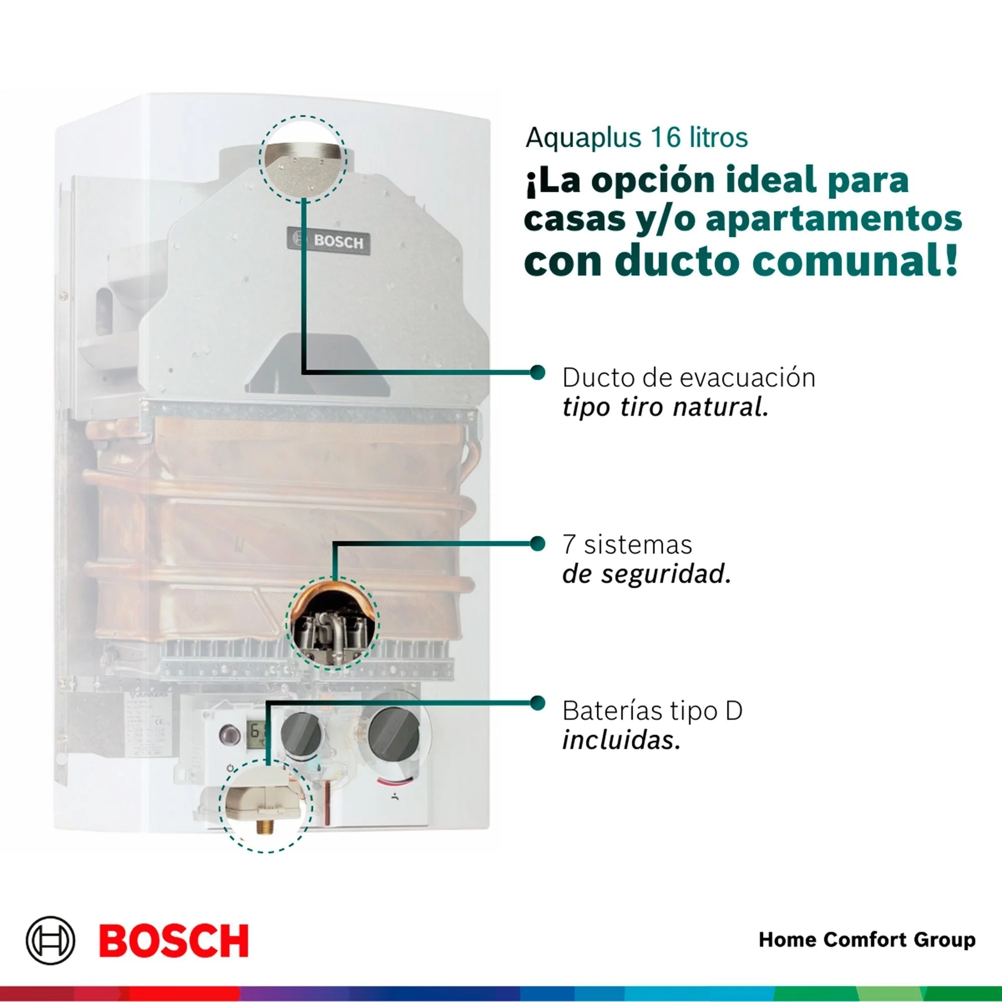 Calentador de agua 16 litros tiro natural de paso a gas natural Bosch - Image 7