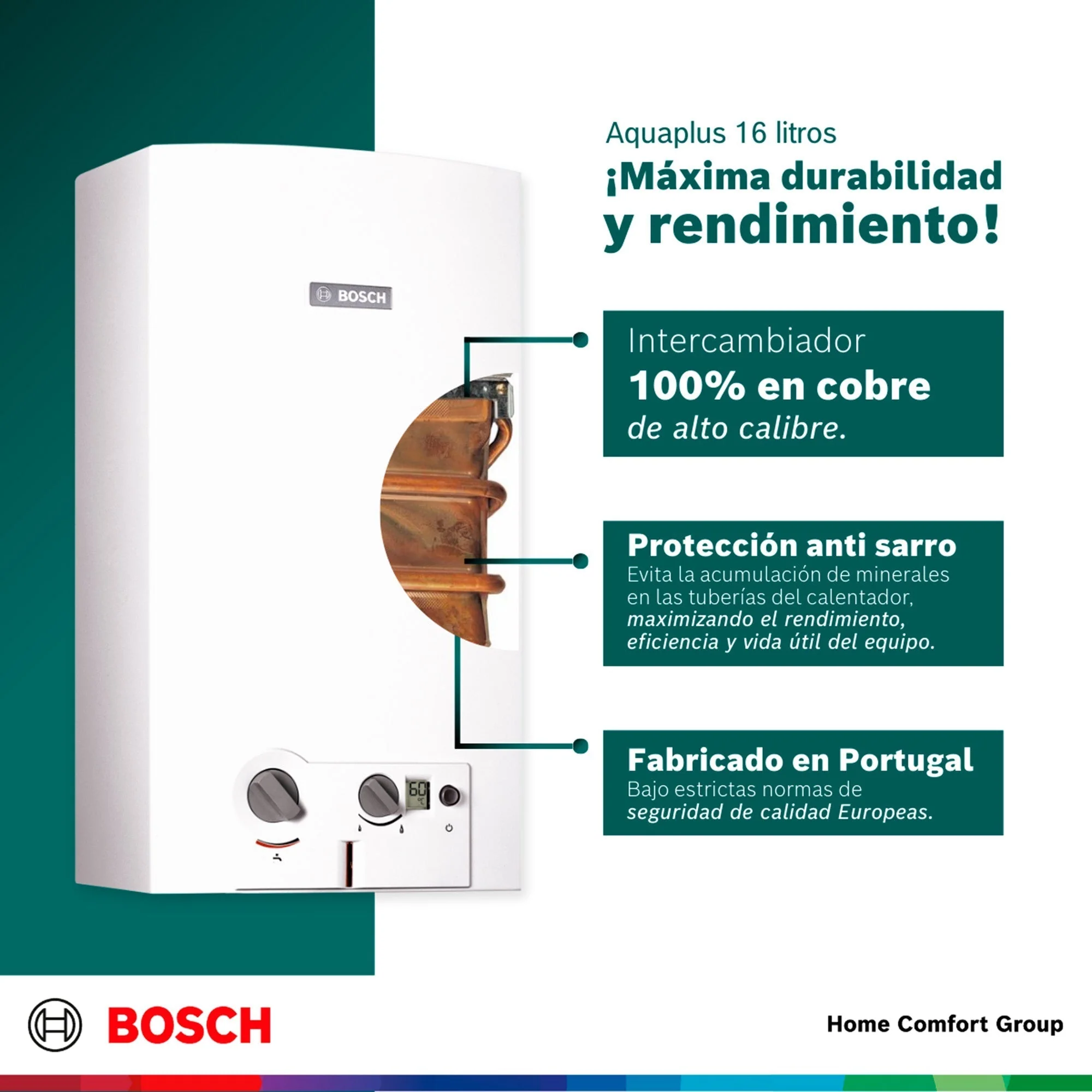 Calentador de agua 16 litros tiro natural de paso a gas propano Bosch - Image 3