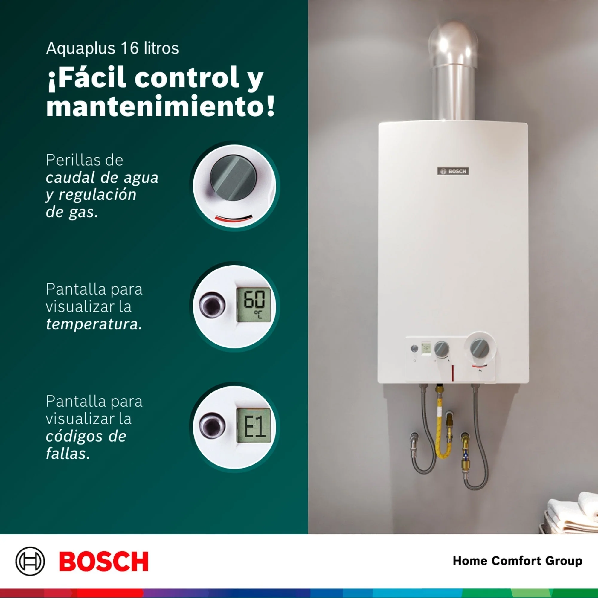 Calentador de agua 16 litros tiro natural de paso a gas propano Bosch - Image 6