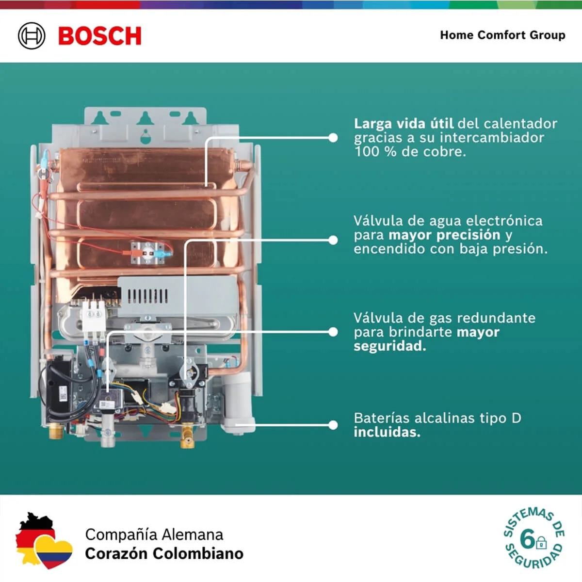 Calentador de agua 5.5 litros tiro natural de paso a gas propano Vital 1500 BOSCH - Image 5