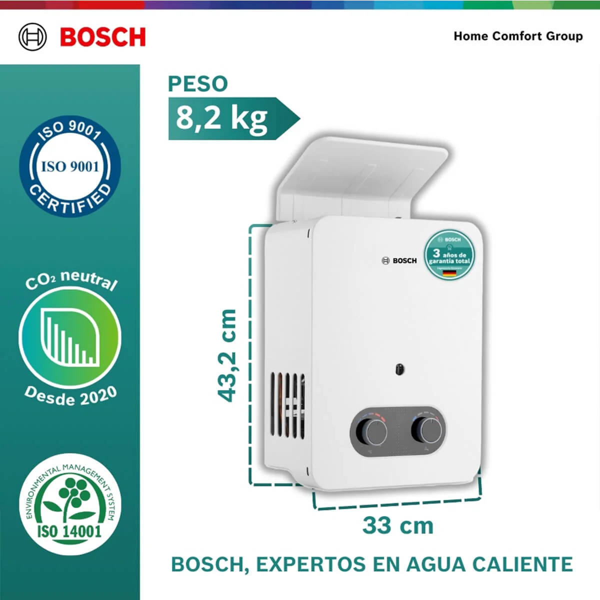 Calentador de agua 5.5 litros tiro natural de paso a gas propano Vital 1500 BOSCH - Image 6
