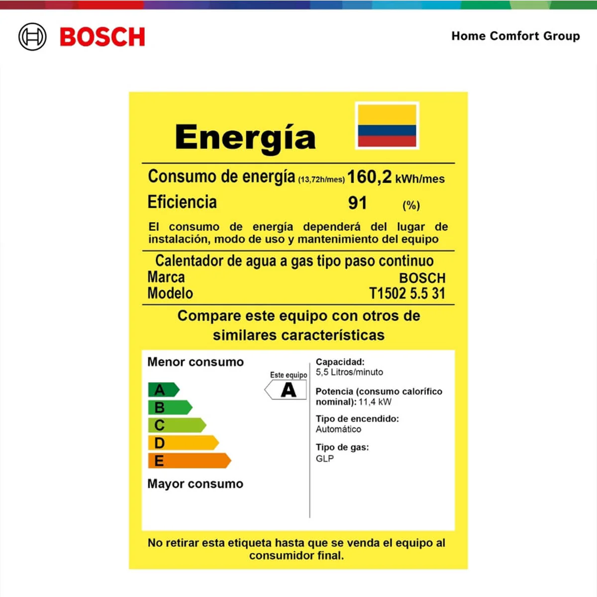 Calentador de agua 5.5 litros tiro natural de paso a gas propano Vital 1500 BOSCH - Image 9