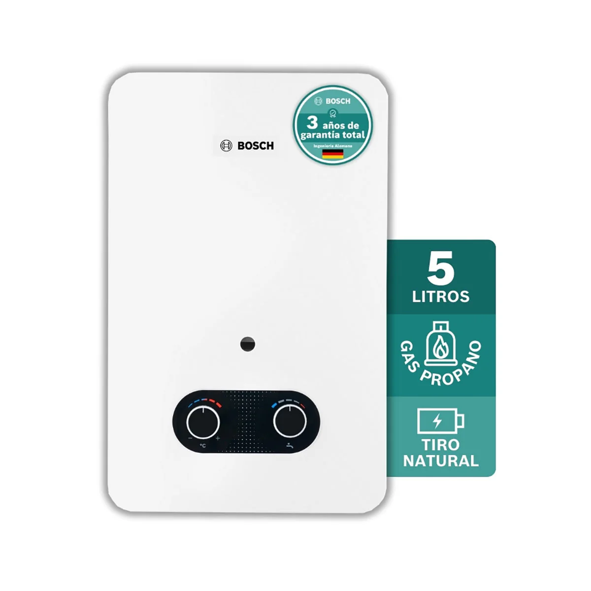 Calentador de agua 5 litros tiro natural de paso a gas propano Vital 1500