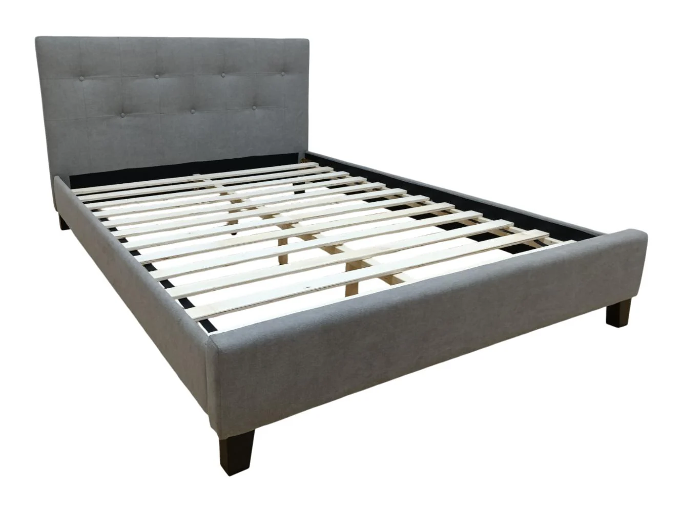 Cama Doble Imperial, Gris, Madera roble tapizada - Image 4