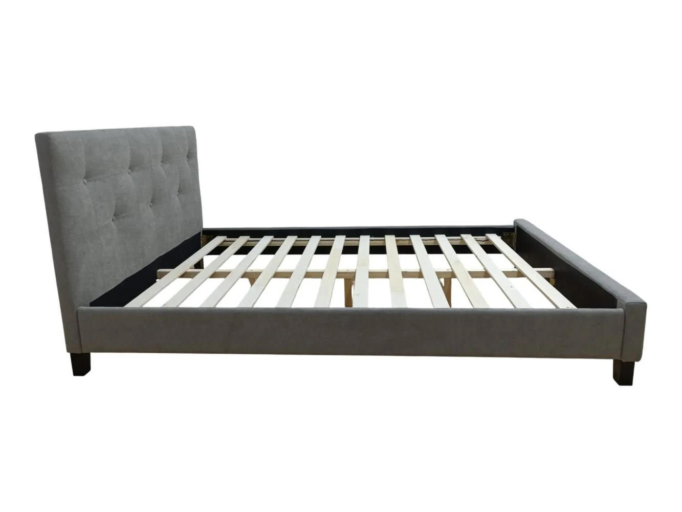 Cama Doble Imperial, Gris, Madera roble tapizada - Image 5
