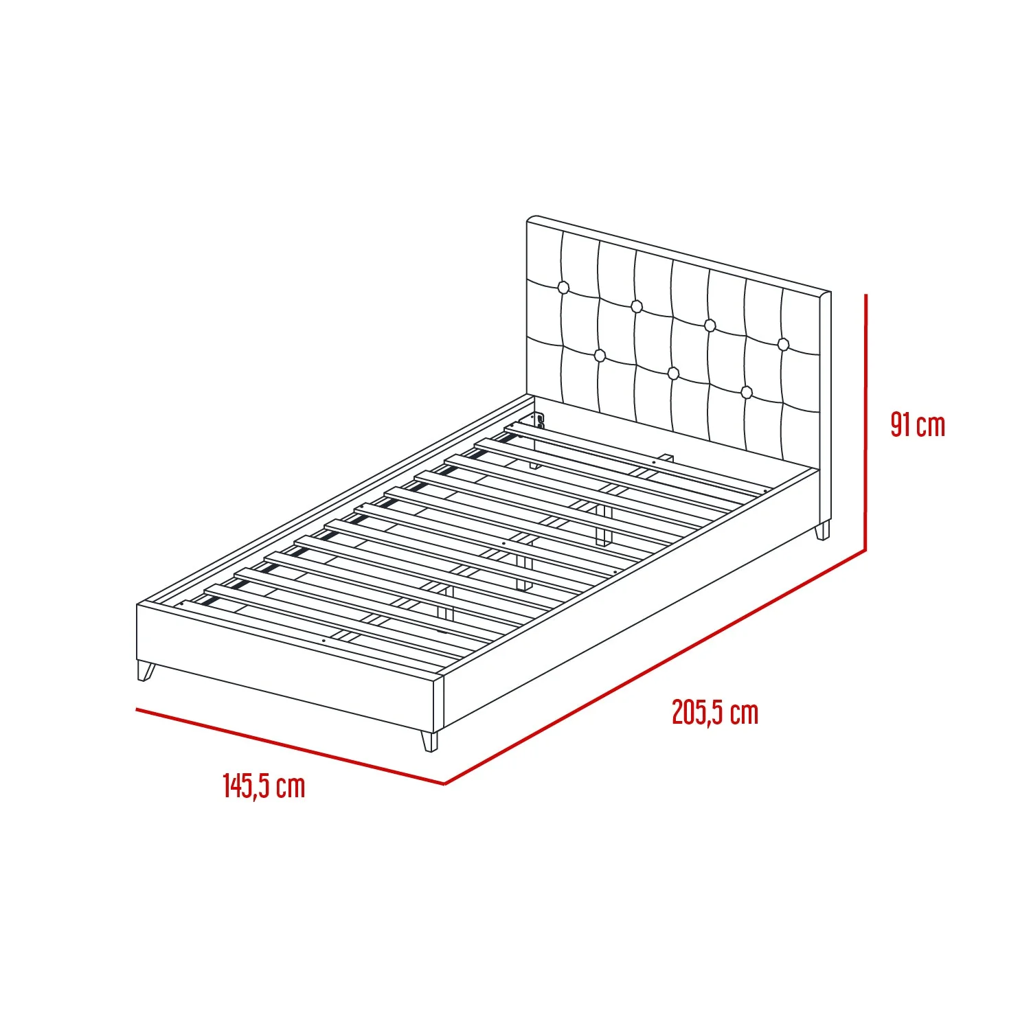 Cama Doble Imperial, Gris, Madera roble tapizada - Image 7